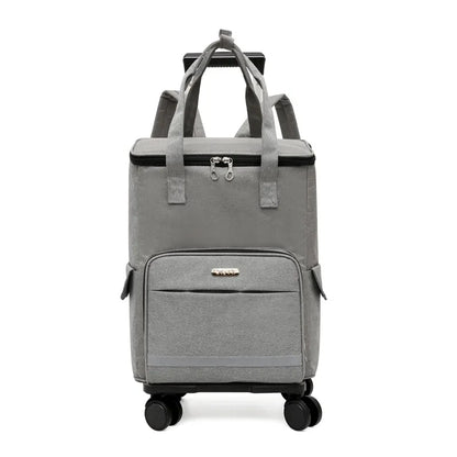 Women Rolling shopping bag with wheels Shopper Tote Bag travel trolley bag Aluminum foil lining picnic Grocery bag with wheels