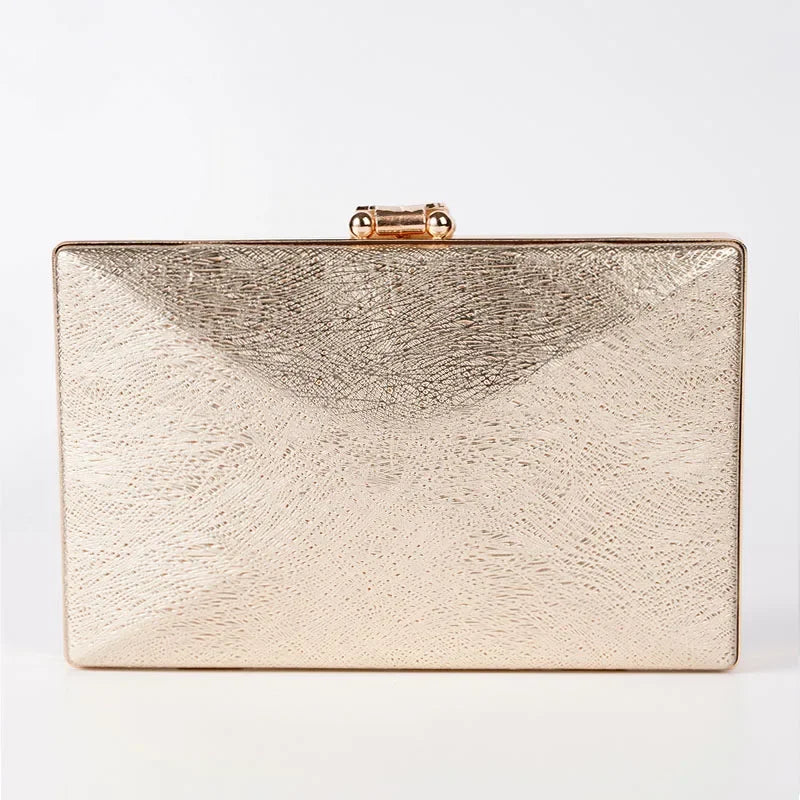 Women Shiny Gold Evening Bag Exquisite Leaf Long Purse Female Bridal Wedding Party Handbag Mini Banquet Day Clutch with Chain
