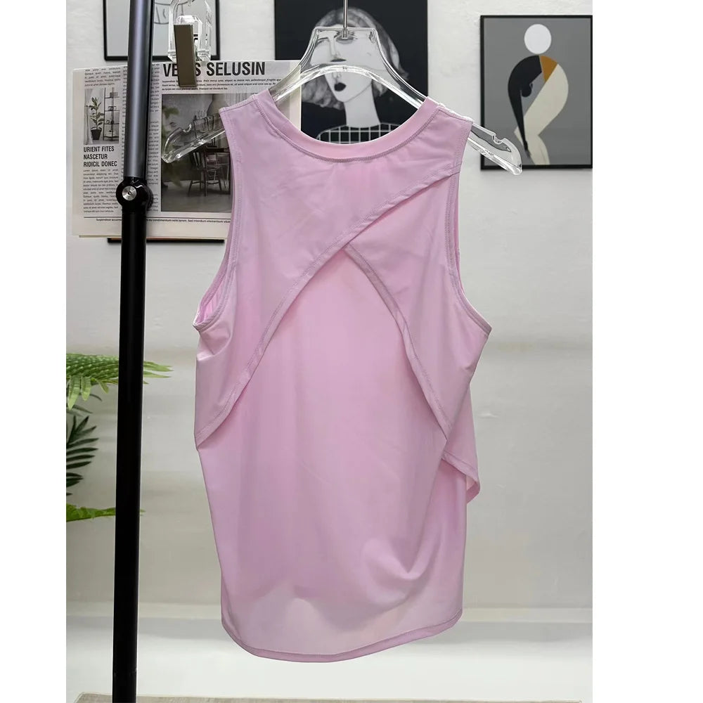 Women Shirt Tank Tops O Neck Basic Solid Color Casual Flowy Summer Sleeveless
