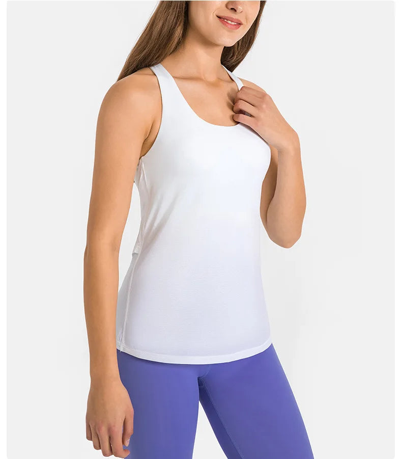 Women Shirts Back Gym Top Women's Fitness Shirt Sleeveless Top Vest white black solid color