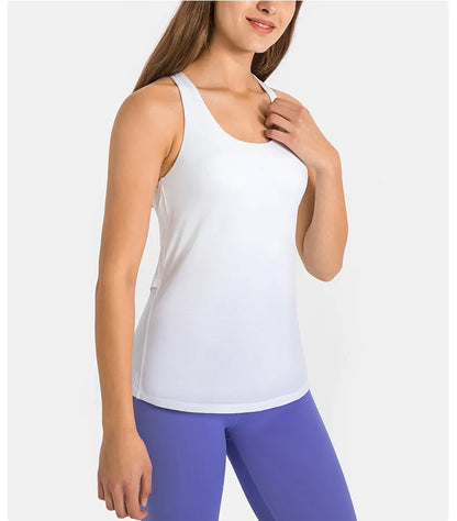 Women Shirts Back Gym Top Women's Fitness Shirt Sleeveless Top Vest white black solid color
