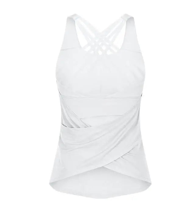 Women Shirts Back Gym Top Women's Fitness Shirt Sleeveless Top Vest white black solid color