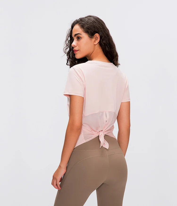 Women Short Sleeved T-shirt Women's Fitness Running Strap Breathable And Loose Fitting Top