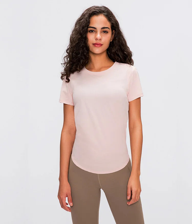 Women Short Sleeved T-shirt Women's Fitness Running Strap Breathable And Loose Fitting Top