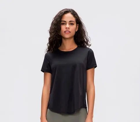 Women Short Sleeved T-shirt Women's Fitness Running Strap Breathable And Loose Fitting Top