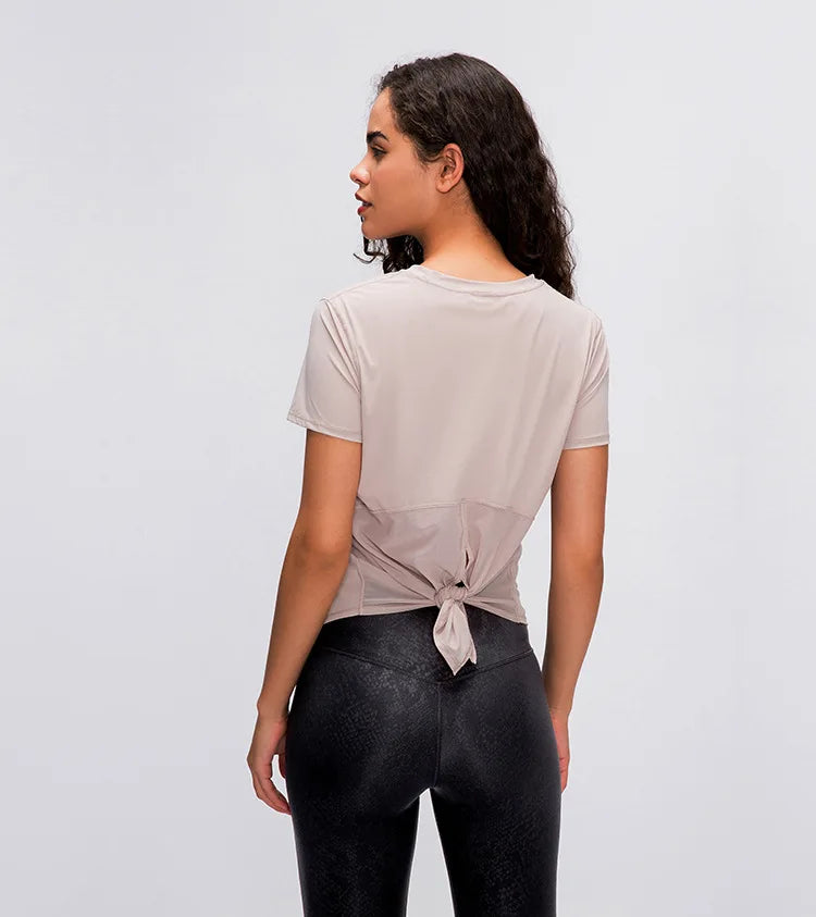 Women Short Sleeved T-shirt Women's Fitness Running Strap Breathable And Loose Fitting Top