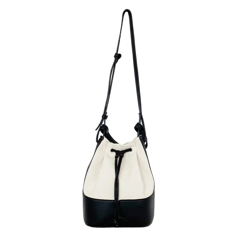 Women Shoulder Summer Korean Diagonal Personalized Stitching Canvas Portable Bucket Bag New Fashion Gift