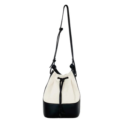 Women Shoulder Summer Korean Diagonal Personalized Stitching Canvas Portable Bucket Bag New Fashion Gift