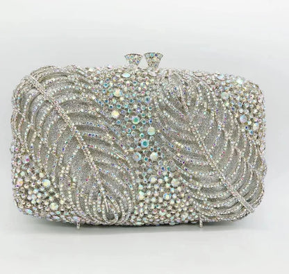 Women Silver Color Crystal Clutch Bags Stone Evening Purse Wedding Bridal Rhinestones Purse And Handbags Party Dinner Gift Bag