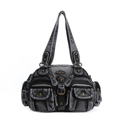 Women Small Handbags Satchel Top-handle Handbag PU Shoulder Bag 8”x11” Dumpling Pack Multi-pockets Shoulder Bags