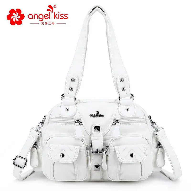 Women Small Handbags Satchel Top-handle Handbag PU Shoulder Bag 8”x11” Dumpling Pack Multi-pockets Shoulder Bags