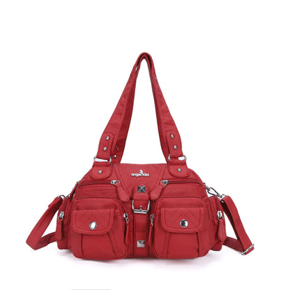 Women Small Handbags Satchel Top-handle Handbag PU Shoulder Bag 8”x11” Dumpling Pack Multi-pockets Shoulder Bags