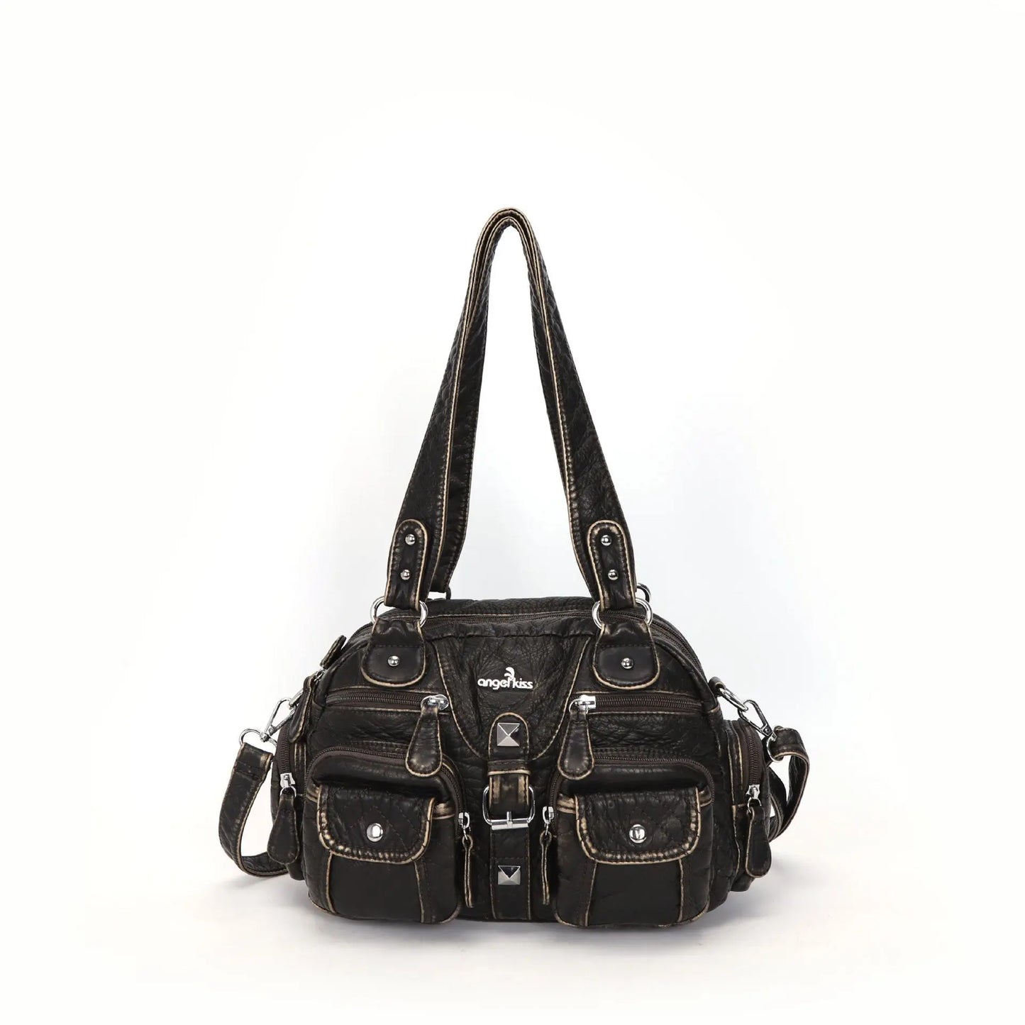 Women Small Handbags Satchel Top-handle Handbag PU Shoulder Bag 8”x11” Dumpling Pack Multi-pockets Shoulder Bags