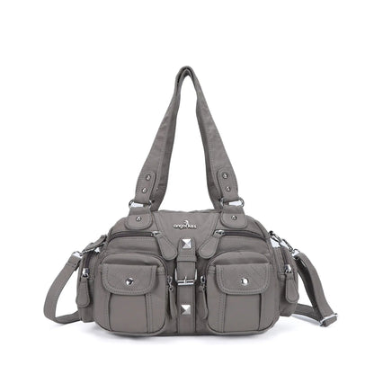 Women Small Handbags Satchel Top-handle Handbag PU Shoulder Bag 8”x11” Dumpling Pack Multi-pockets Shoulder Bags