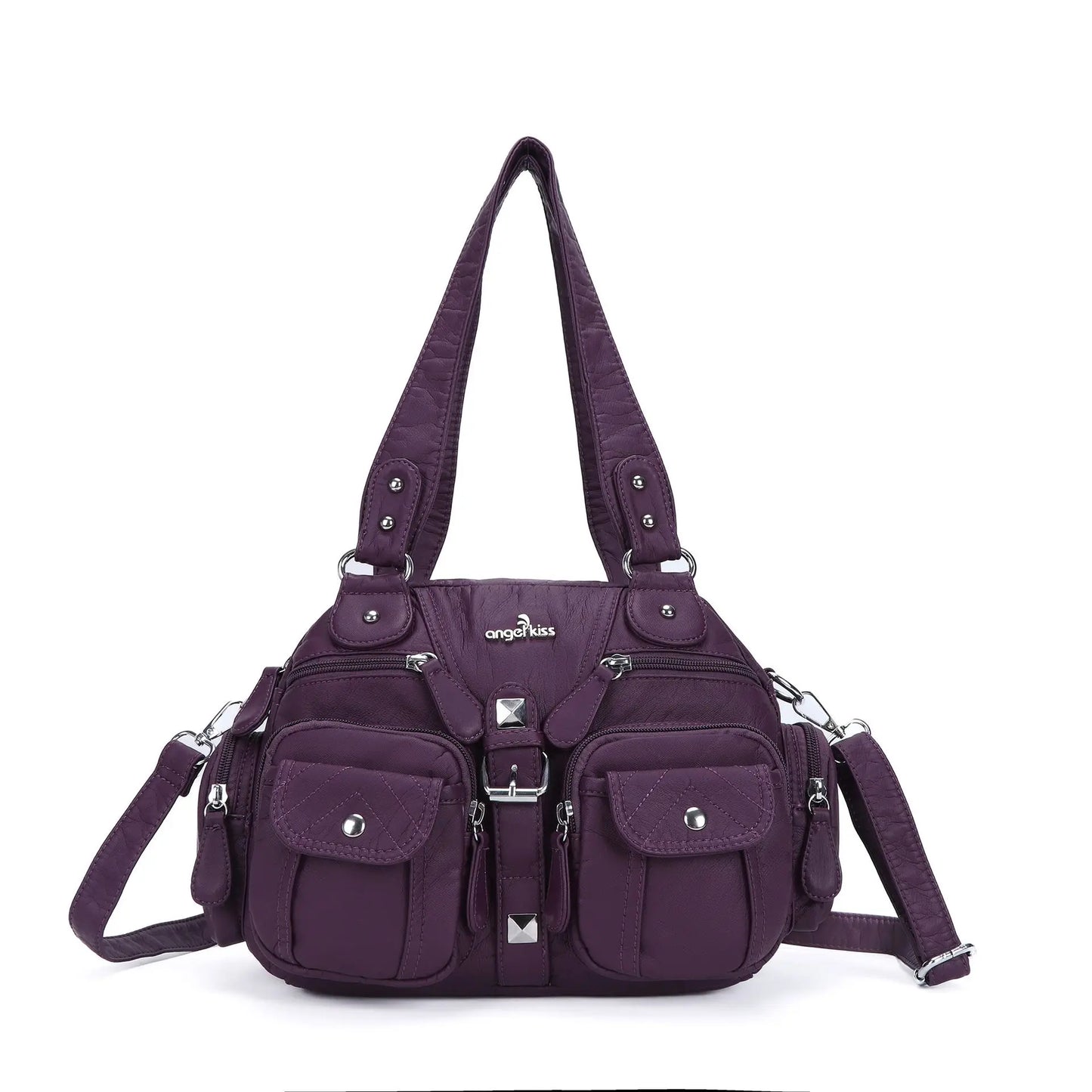 Women Small Handbags Satchel Top-handle Handbag PU Shoulder Bag 8”x11” Dumpling Pack Multi-pockets Shoulder Bags