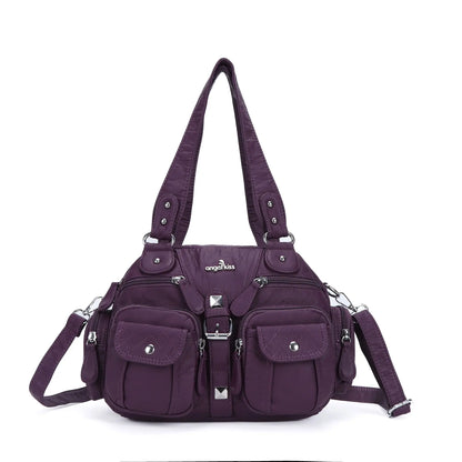 Women Small Handbags Satchel Top-handle Handbag PU Shoulder Bag 8”x11” Dumpling Pack Multi-pockets Shoulder Bags