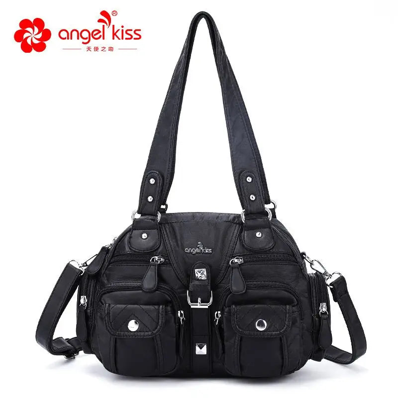 Women Small Handbags Satchel Top-handle Handbag PU Shoulder Bag 8”x11” Dumpling Pack Multi-pockets Shoulder Bags