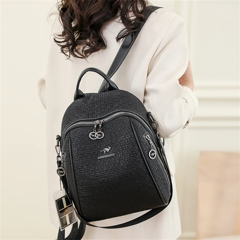 Women Soft Leather Backpack Vintage Female Large Capacity Sac A Dos Casual Travel Ladies Bagpack Mochila School Bookbag Rucksack
