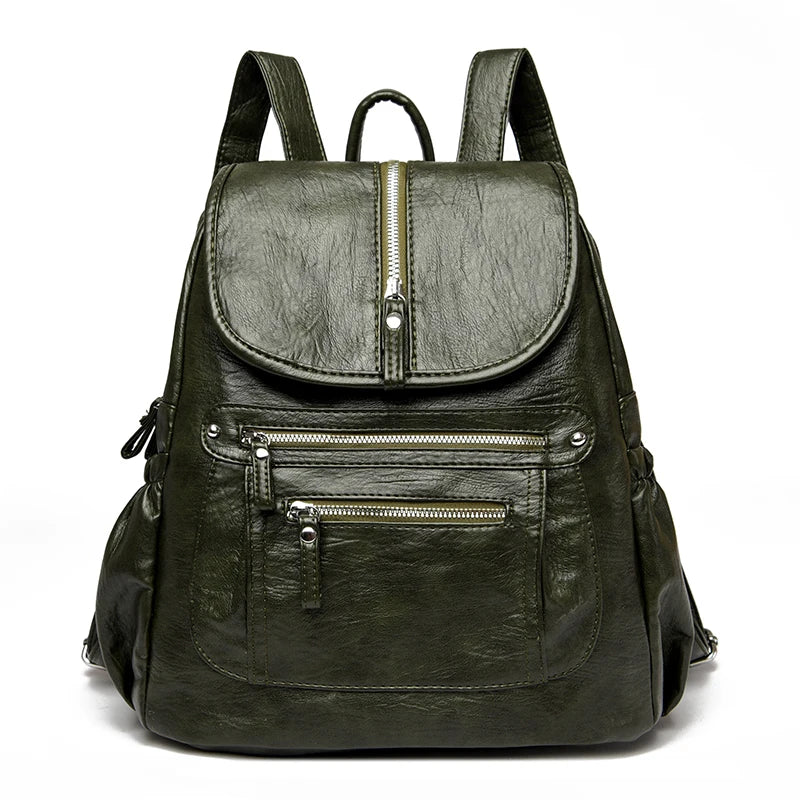 Women Soft Leather Backpacks High Capacity Female Back Pack Casual Travel Ladies Bagpack Machial Feminina for Teenager Grils Sac