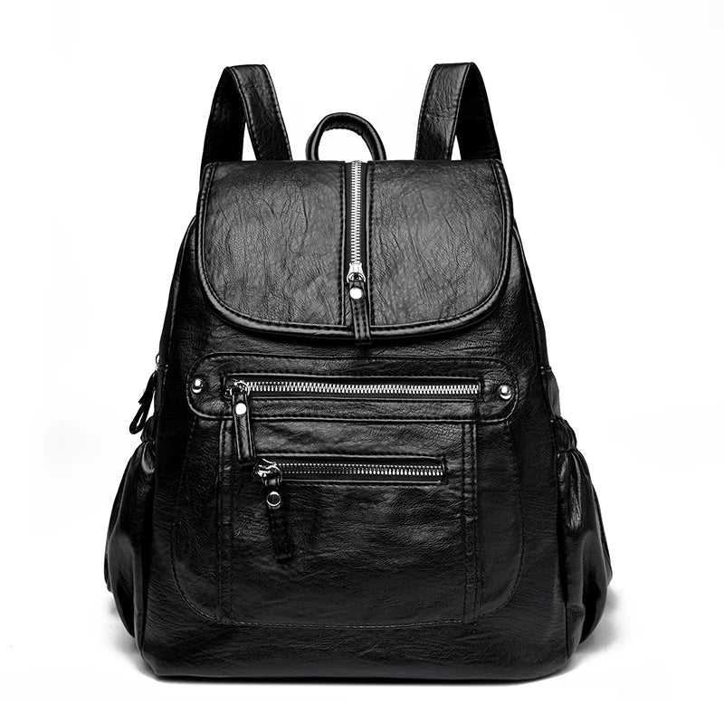 Women Soft Leather Backpacks High Capacity Female Back Pack Casual Travel Ladies Bagpack Machial Feminina for Teenager Grils Sac