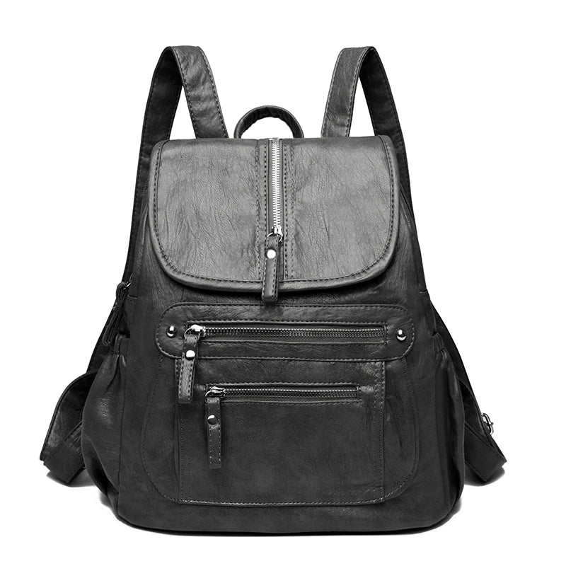 Women Soft Leather Backpacks High Capacity Female Back Pack Casual Travel Ladies Bagpack Machial Feminina for Teenager Grils Sac