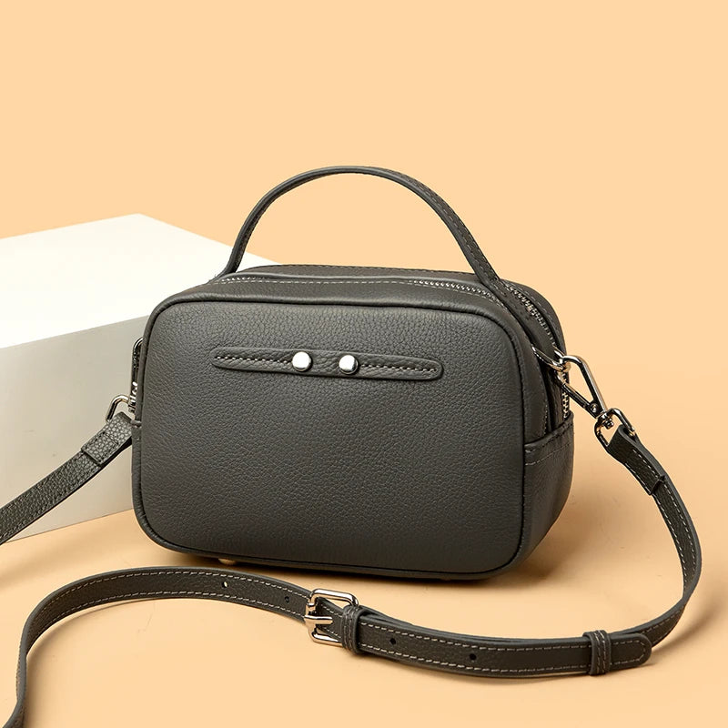 Women Solid Color Cow Leather Bags 100% Genuine Leather Small Shoulder Crossbody Bag Female Luxury Design Purse and Handbags Sac