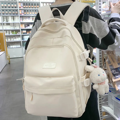 Women Solid Color Laptop School Bag Kawaii Fashion Girl Travel College Backpack Female Nylon Leisure Lady Cute Book Backpack New