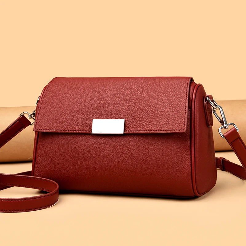 Women Solid Genuine Leather Shoulder Crossbody Bag High Quality Cow Leather Ladies Handbag 2023 Luxury Female Messenger Tote Sac