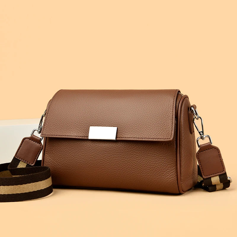 Women Solid Genuine Leather Shoulder Crossbody Bag High Quality Cow Leather Ladies Handbag 2023 Luxury Female Messenger Tote Sac