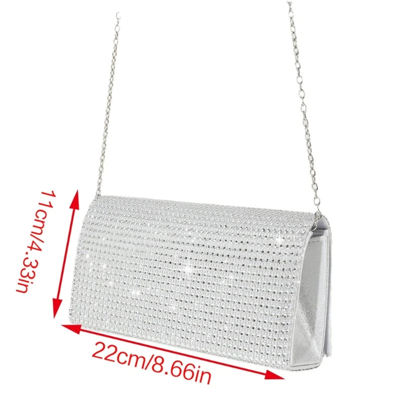 Women Sparkling Shoulder Envelope Handbags Clutch Purse Evening Bag Formal Party Clutch Bags Wedding Party Bridal Purse