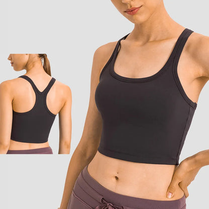 Women Sporty Bra Crop Top Fixed Cup Fitness Vest Gym Push Up Sports Top Running Workout Underwear Top