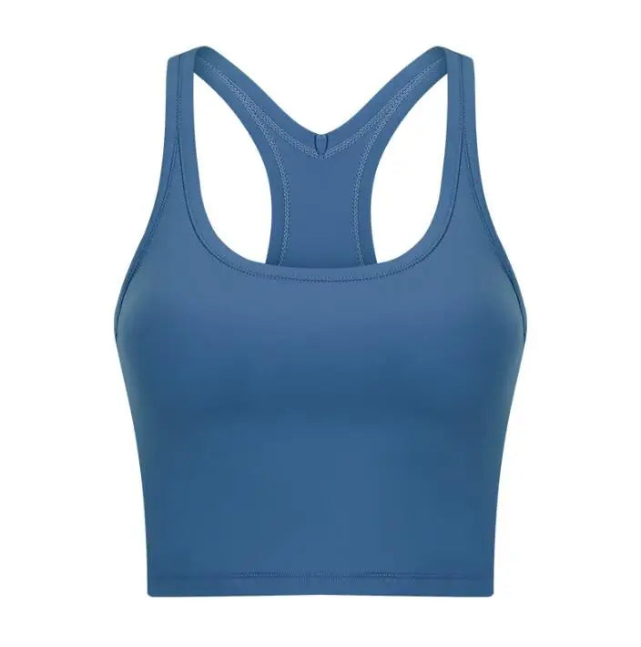 Women Sporty Bra Crop Top Fixed Cup Fitness Vest Gym Push Up Sports Top Running Workout Underwear Top