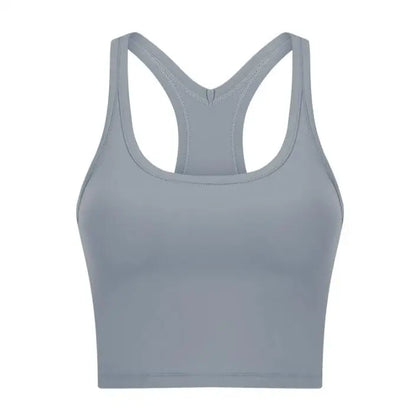 Women Sporty Bra Crop Top Fixed Cup Fitness Vest Gym Push Up Sports Top Running Workout Underwear Top