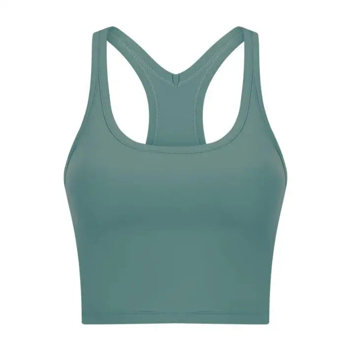 Women Sporty Bra Crop Top Fixed Cup Fitness Vest Gym Push Up Sports Top Running Workout Underwear Top