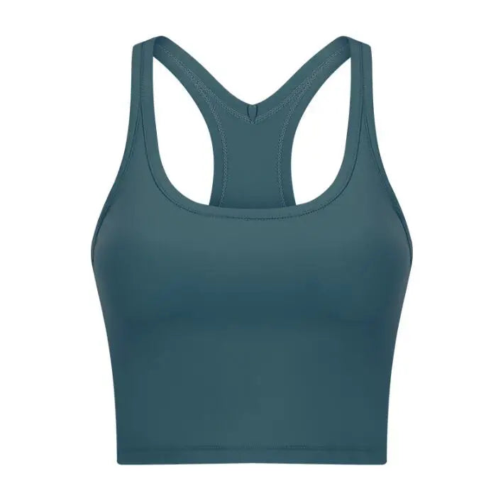 Women Sporty Bra Crop Top Fixed Cup Fitness Vest Gym Push Up Sports Top Running Workout Underwear Top