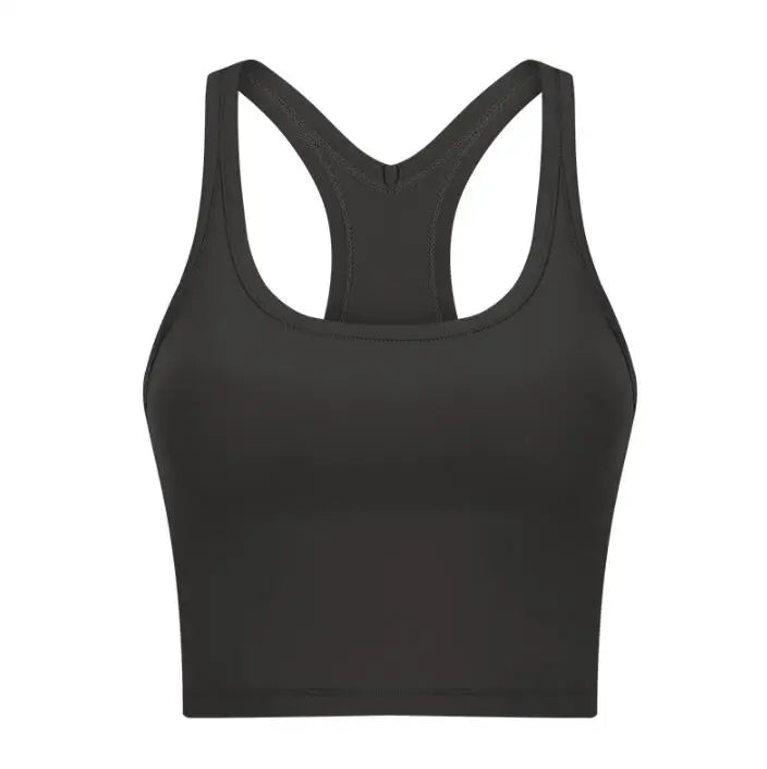 Women Sporty Bra Crop Top Fixed Cup Fitness Vest Gym Push Up Sports Top Running Workout Underwear Top
