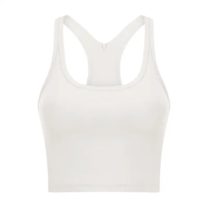 Women Sporty Bra Crop Top Fixed Cup Fitness Vest Gym Push Up Sports Top Running Workout Underwear Top