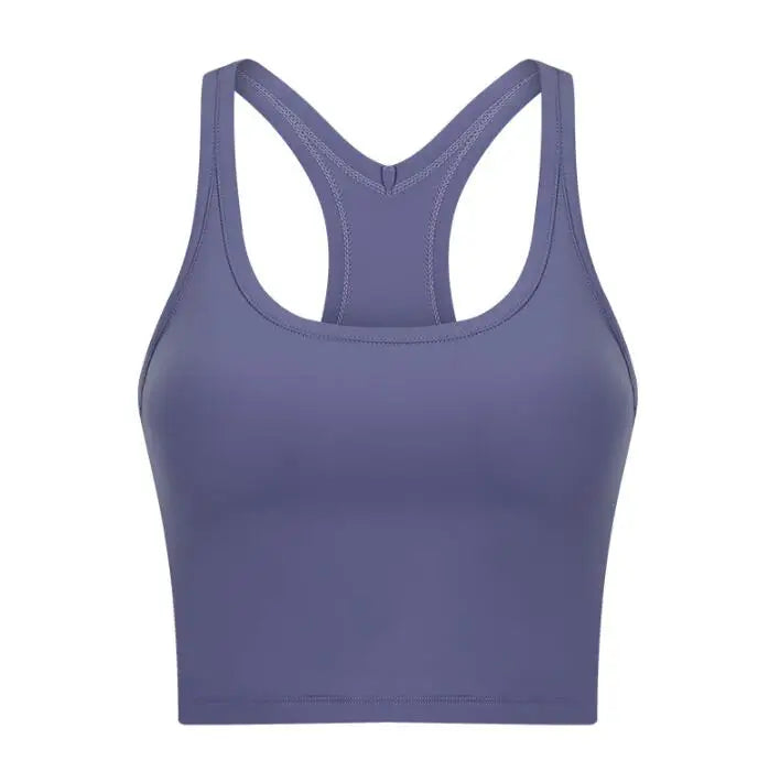 Women Sporty Bra Crop Top Fixed Cup Fitness Vest Gym Push Up Sports Top Running Workout Underwear Top