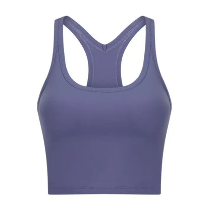 Women Sporty Bra Crop Top Fixed Cup Fitness Vest Gym Push Up Sports Top Running Workout Underwear Top