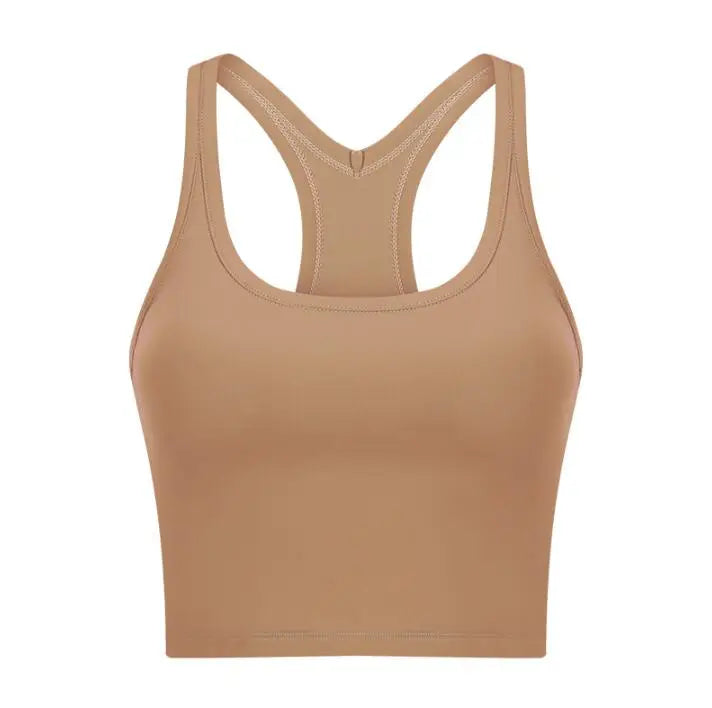 Women Sporty Bra Crop Top Fixed Cup Fitness Vest Gym Push Up Sports Top Running Workout Underwear Top