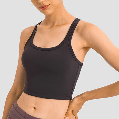Women Sporty Bra Crop Top Fixed Cup Fitness Vest Gym Push Up Sports Top Running Workout Underwear Top
