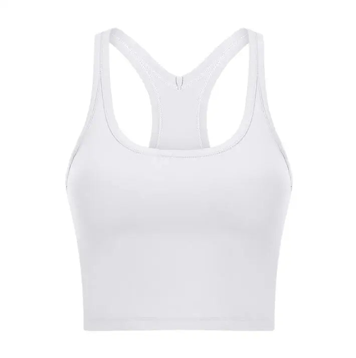 Women Sporty Bra Crop Top Fixed Cup Fitness Vest Gym Push Up Sports Top Running Workout Underwear Top