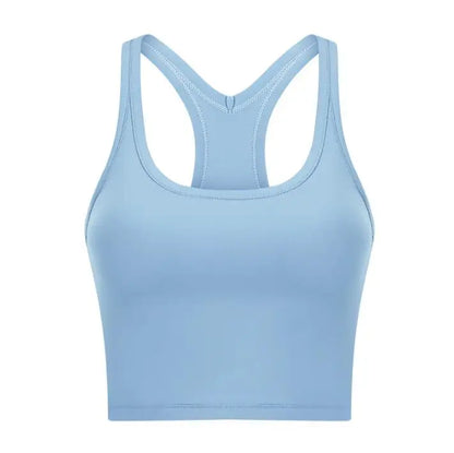 Women Sporty Bra Crop Top Fixed Cup Fitness Vest Gym Push Up Sports Top Running Workout Underwear Top
