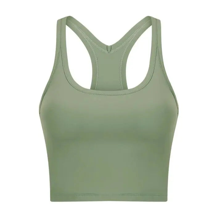 Women Sporty Bra Crop Top Fixed Cup Fitness Vest Gym Push Up Sports Top Running Workout Underwear Top