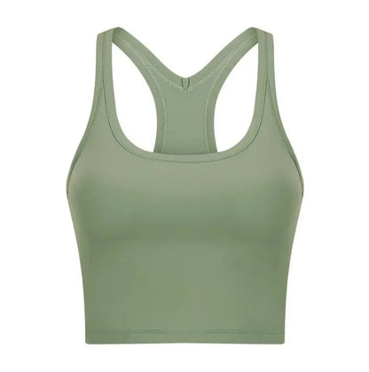 Women Sporty Bra Crop Top Fixed Cup Fitness Vest Gym Push Up Sports Top Running Workout Underwear Top