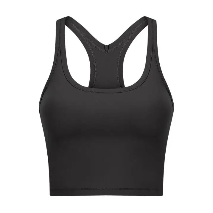 Women Sporty Bra Crop Top Fixed Cup Fitness Vest Gym Push Up Sports Top Running Workout Underwear Top