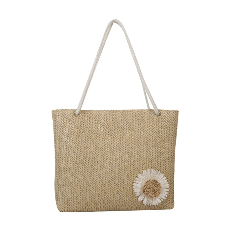 Women Straw Shoulder Bag Large Capacity Tote Bag Hand-woven Handbag Fashion Summer Beach-Bag Ladies Trendy Underarm Bag