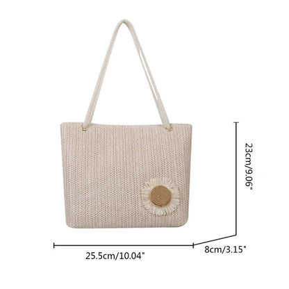 Women Straw Shoulder Bag Large Capacity Tote Bag Hand-woven Handbag Fashion Summer Beach-Bag Ladies Trendy Underarm Bag
