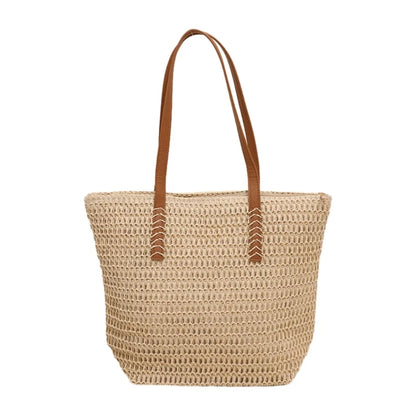 Women Straw Shoulder Bag Large Capacity Tote Bag Hand-woven Handbag Ladies Seaside Vacation Bag Fashion Summer Beach-Bag