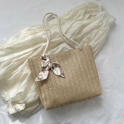 Women Straw Woven Tote Bag Simple Casual Bag Large Capacity Shoulder Bag Ladies Casual Handbag Girl Fashion Underarm Bag